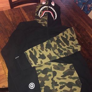 Bape half camo hoodie L